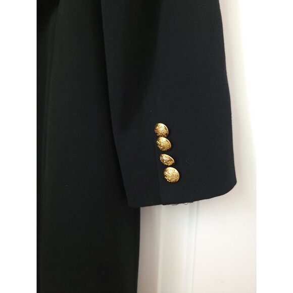 Ralph Lauren Petite Black Wool Blend Double Breasted Pea Coat Gold Buttons P/L - Picture 6 of 8